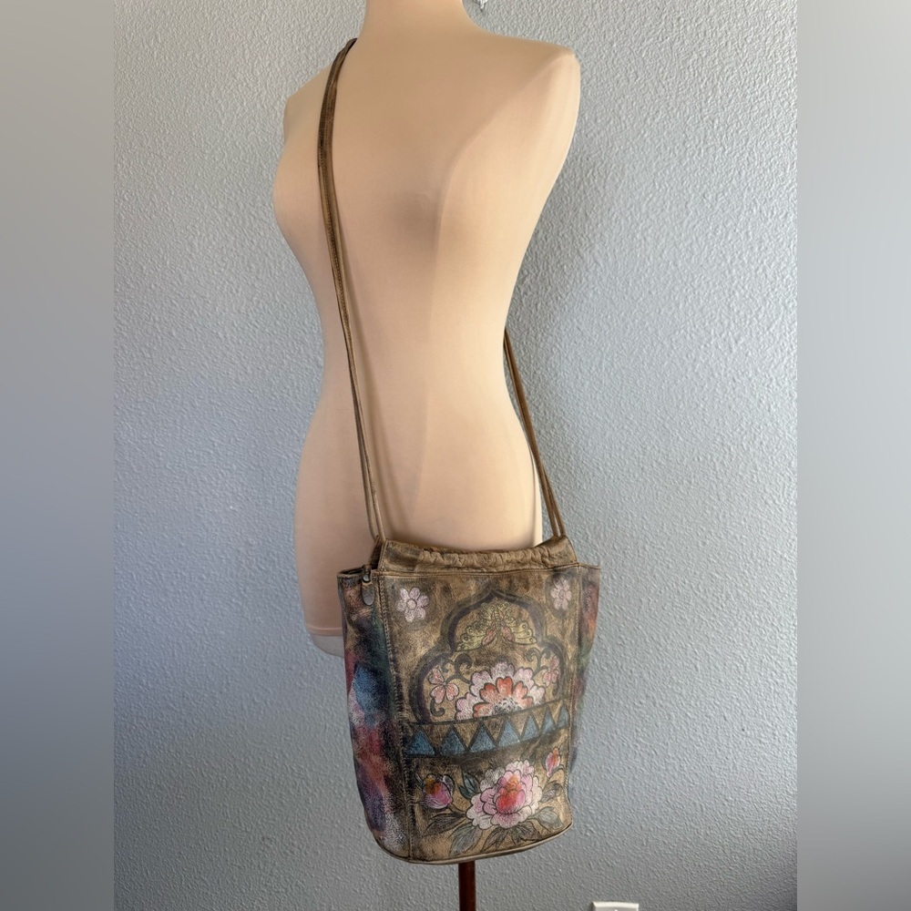 Vintage Jane Yoo Wearable Art Leather Crossbody Bag
